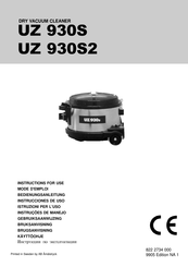 Nilfisk UZ 930S2 Mode D'emploi