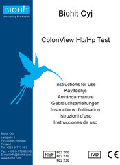Biohit ColonView Hb/Hp Test Instructions D'utilisation
