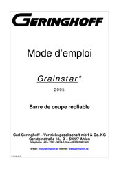Geringhoff Grainstar Mode D'emploi