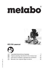 Metabo KS 216 Lasercut Instructions D'utilisation