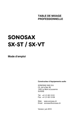 Sonosax SX-VT Mode D'emploi