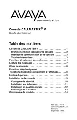 Avaya Console CALLMASTER V Guide D'utilisation