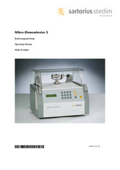 Sartorius Stedim Biotech Mikro-Dismembrator S Mode D'emploi