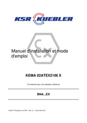 KSR KUEBLER KEMA 02ATEX2106 X Manuel D'installation Et Mode D'emploi