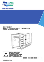 Doosan G400-SIIIA Manuel D'utilisation Et D'entretien