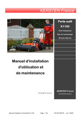 Kersten K1100 Manuel D'installation, D'utilisation Et De Maintenance