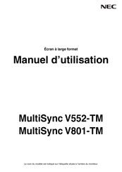 NEC MultiSync V801-TM Manuel D'utilisation