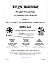 Engineered air EngA DJX Série Manuel D'installation, D'utilisation Et D'entretien