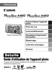 Canon PowerShot A460 Guide D'utilisation