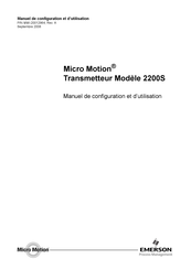 Emerson Micro Motion 2200S Manuel De Configuration Et D'utilisation