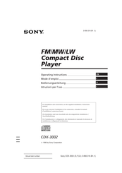 Sony CDX-3002 Mode D'emploi