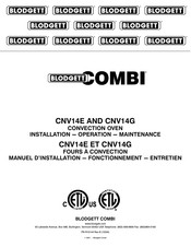 Blodgett Combi CNV14G Manuel D'installation