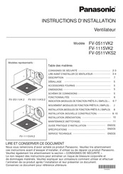 Panasonic FV-1115VK2 Instructions D'installation