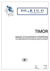 DE RIGO refrigeration TIMOR Manuel D'utilisation Et D'entretien