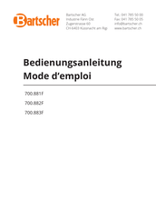 Bartscher 700.881F Mode D'emploi