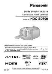 Panasonic HDC-SD800 Mode D'emploi De Base