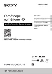 Sony Handycam HDR-PJ810E Mode D'emploi