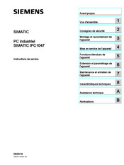 Siemens SIMATIC IPC1047 Instructions De Service