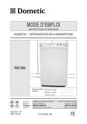 Dometic RGE 2000 Mode D'emploi Et Instructions De Montage