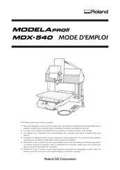 Roland DG MODELA pro II MDX-540 Mode D'emploi