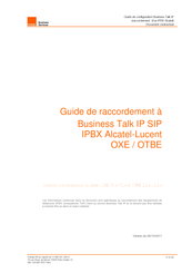 ORANGE Business Talk IP SIP IPBX Alcatel-Lucent OTBE Guide De Configuration Initiale