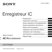 Sony ICD-PX820 Mode D'emploi