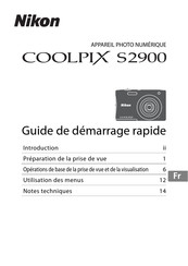 Nikon Coolpix S2900 Guide De Démarrage Rapide