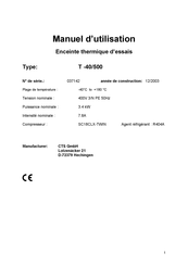 CTS T -40/500 Manuel D'utilisation