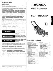 Honda HRX537HZEA Manuel De L'utilisateur