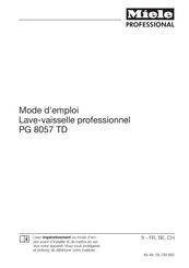 Miele professional PG 8057 TD Mode D'emploi