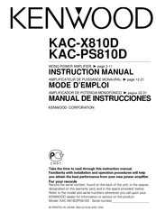 Kenwood KAC-PS810D Mode D'emploi