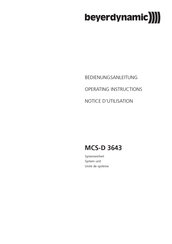 Beyerdynamic MCS-D 3643 Notice D'utilisation