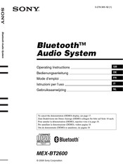 Sony Bluetooth MEX-BT2600 Mode D'emploi