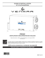 Venmar PRO301 Guide D'installation Et D'utilisation