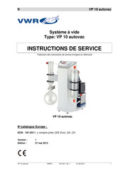 VWR VP 10 autovac Instructions De Service