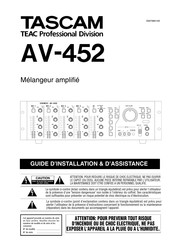 Tascam AV-452 Guide D'installation