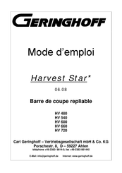 Geringhoff Harvest Star HV 600 Mode D'emploi