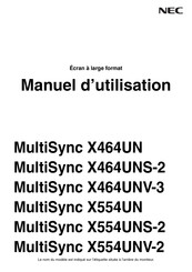 NEC MultiSync X554UNV Manuel D'utilisation