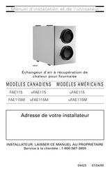 Venmar FAE115 Manuel D'installation Et De L'utilisateur
