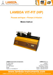 Lambda VIT-FIT Mode D'emploi