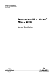 Emerson Micro Motion 2200S Manuel D'installation