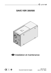 SystemAir SAVE VSR 500 Manuel D'installation Et Maintenance