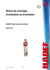 HADEF 8/12 Série Notice De Montage, D'utilisation Et D'entretien