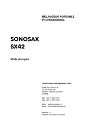 Sonosax SX42 Mode D'emploi