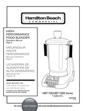 Hamilton Beach Commercial HBF1100 Manuel D'utilisation