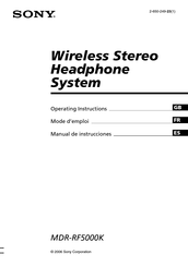 Sony MDR-RF5000K Mode D'emploi