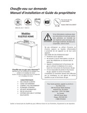 A.O. Smith 910 ASME Manuel D'installation Et Guide Du Propriétaire