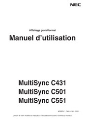 NEC MultiSync C431 Manuel D'utilisation