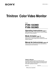 Sony Trinitron PVM-1353MD Mode D'emploi