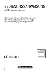 Kuppersbusch GEH 6300.0 Instructions D'utilisation Et Avis De Montage